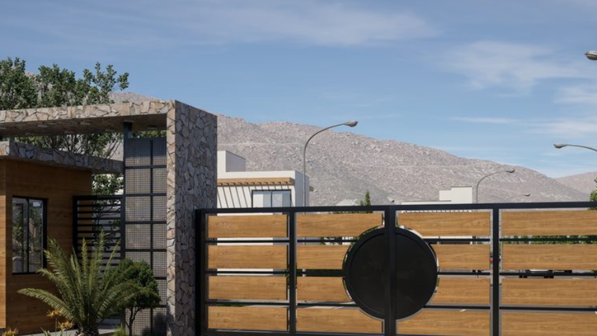 Pórtico de ingreso del Residencial Los Nogales